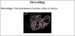 Dewetting = bad attachment of molten solder to surface 