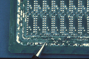 Figure 1: The resist lifting here is due to incorrect specification of the PCB